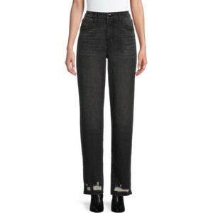 🆕 No Boundaries Juniors Straight Split Hem High Rise Distressed Jeans Size: 11